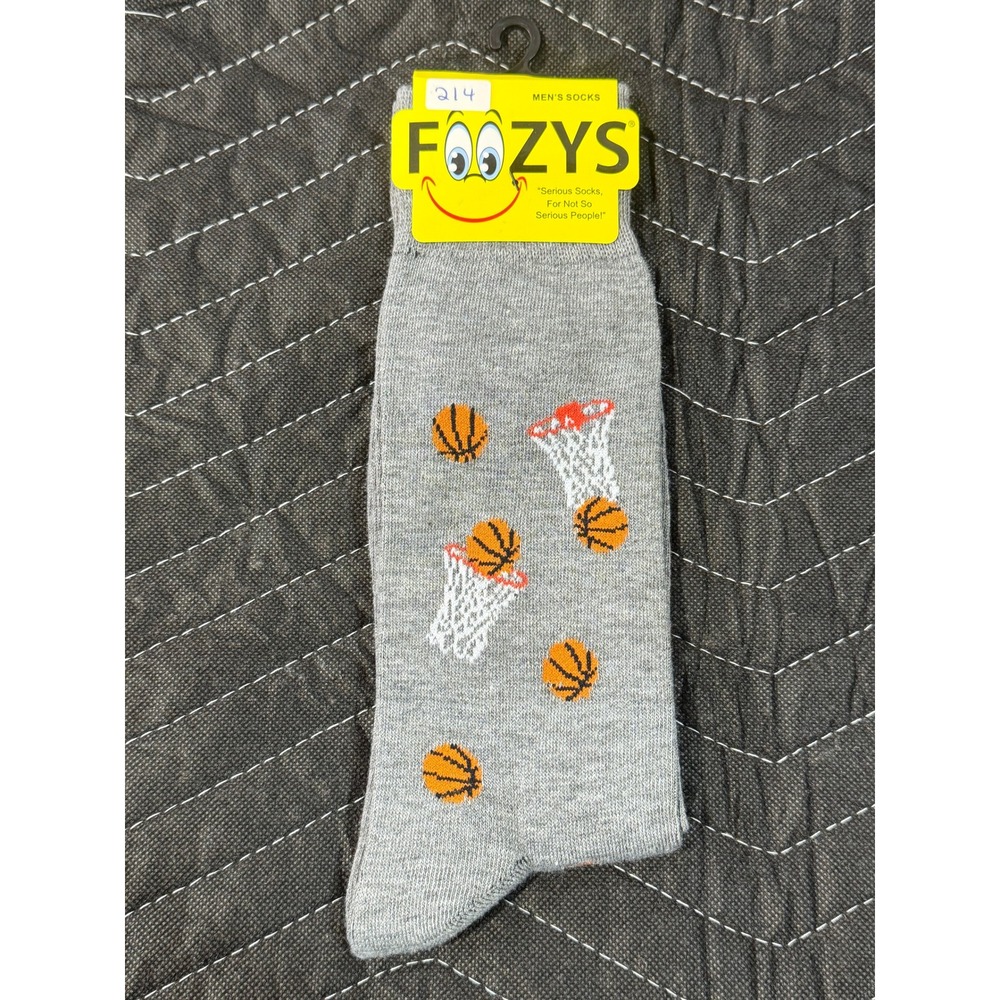 Foozys Basketball Socks Mens 10-13 Gray New Crew Sports Novelty FM-06